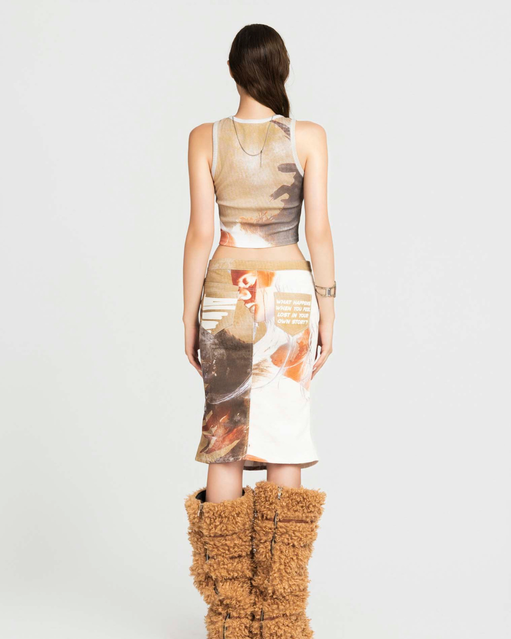 Map Printed Midi スカート
