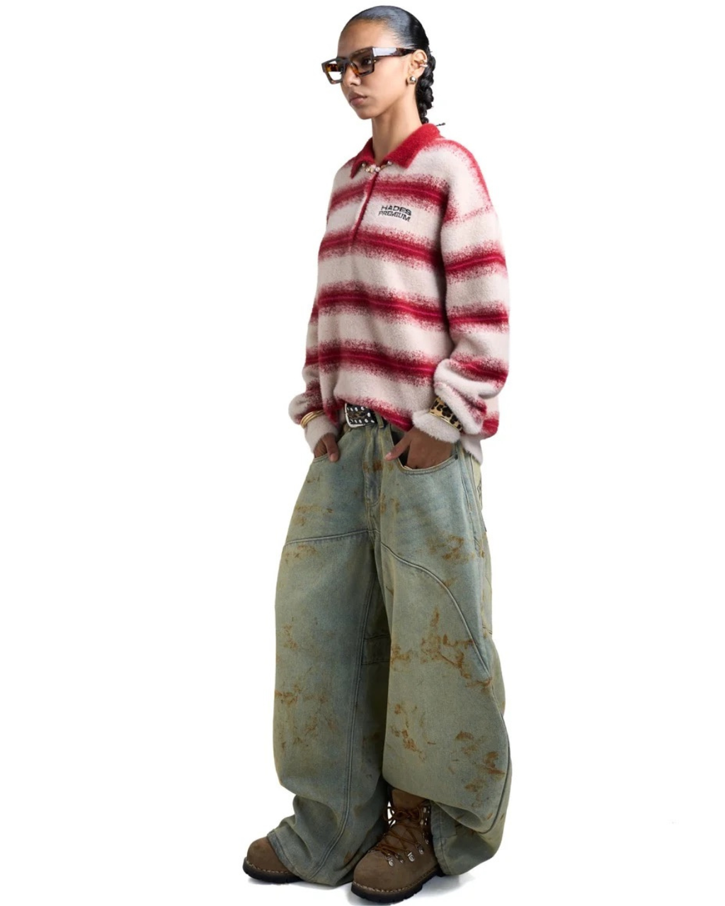 HADES COZY STRIPE POLO SWEATER