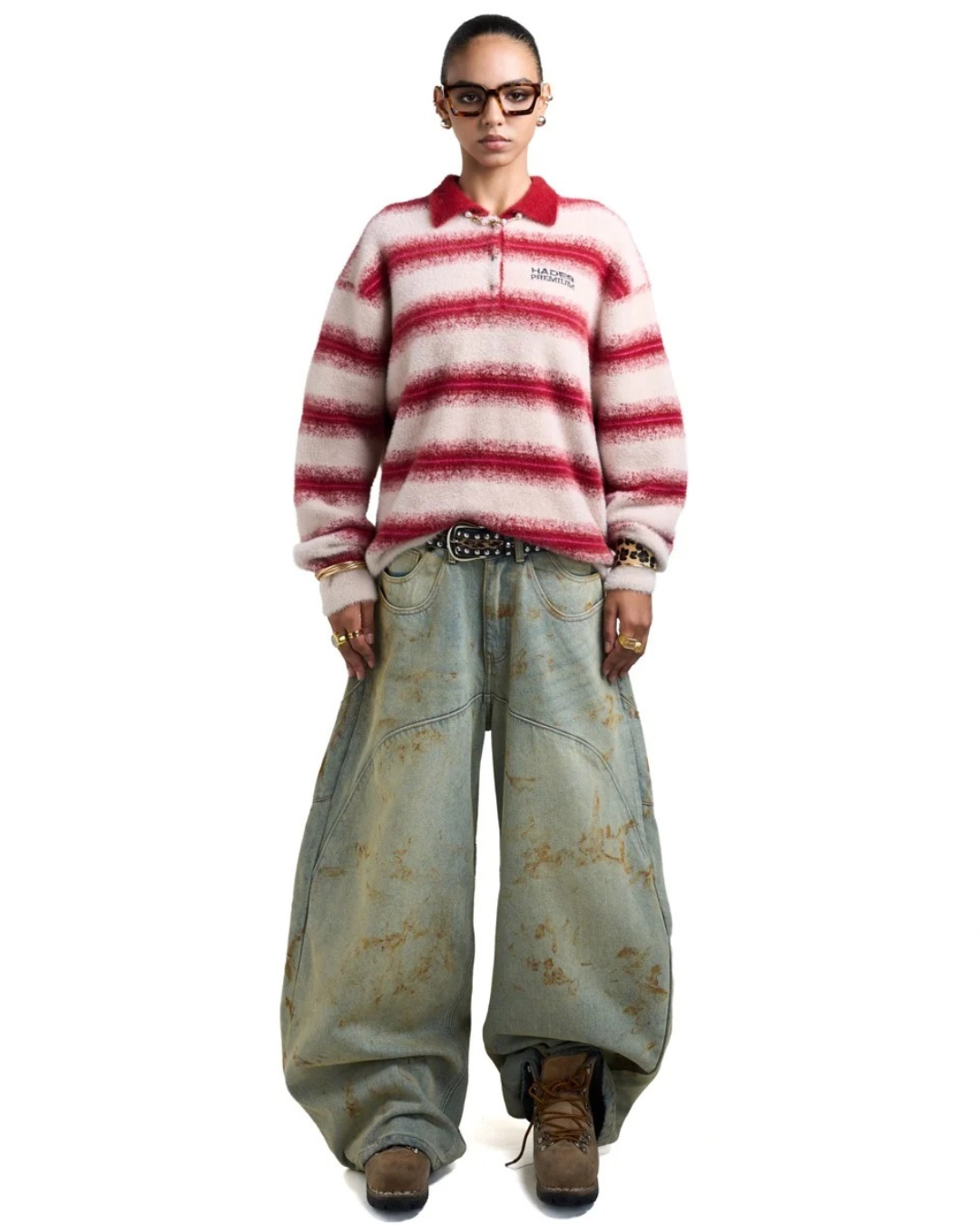 HADES COZY STRIPE POLO SWEATER