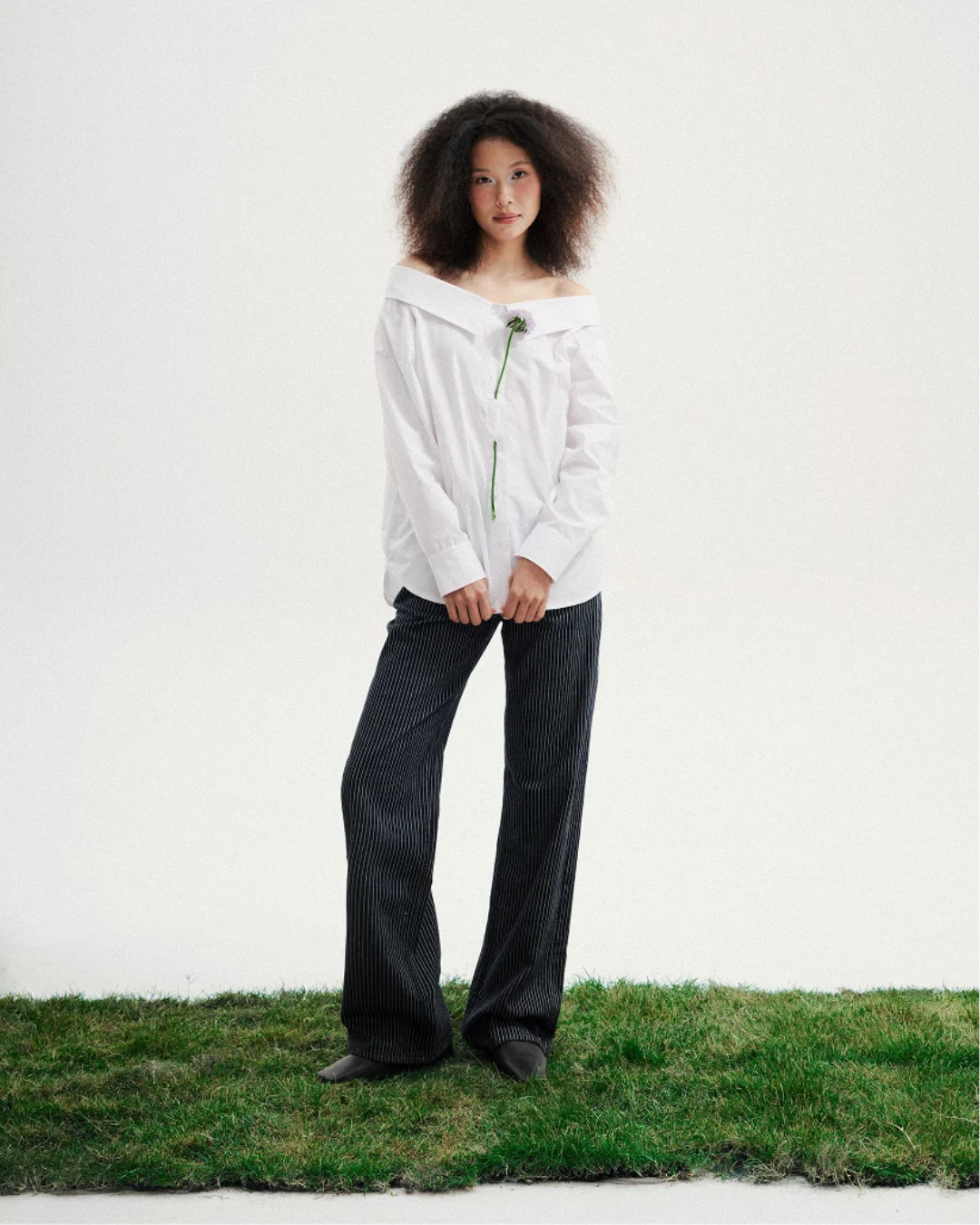 Low-Rise Stripe Wide Jean