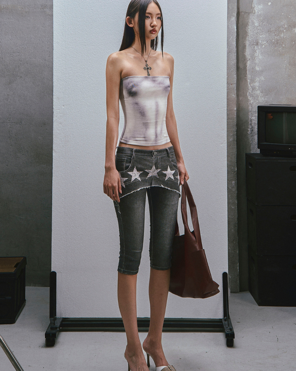 RAW Stars Printed Capri ジーンズ
