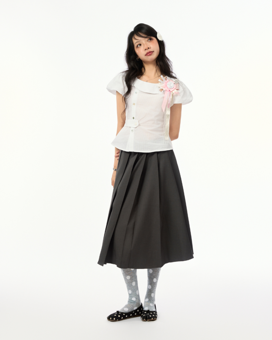 PLEATED MIDI スカート