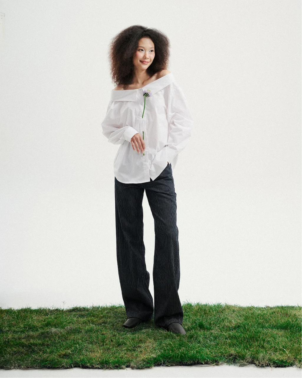 Low-Rise Stripe Wide Jean