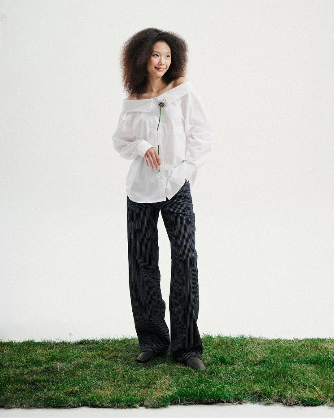 Low-Rise Stripe Wide Jean
