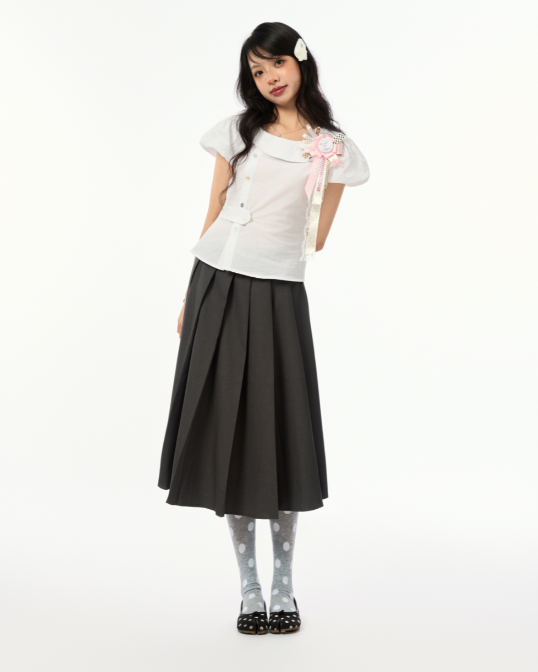 PLEATED MIDI スカート