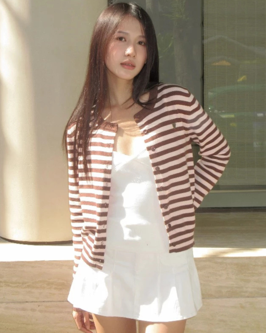 Striped ニットカーディガン