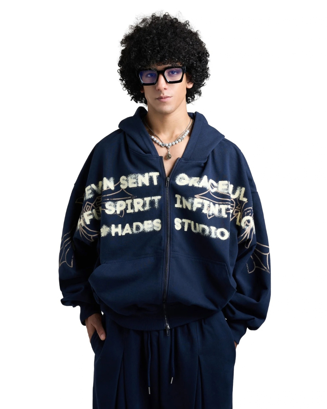 HEAVENS CALL HOODIE ZIP - BLUE NAVY