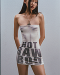 RAW Text Printed Strapless ワンピース
