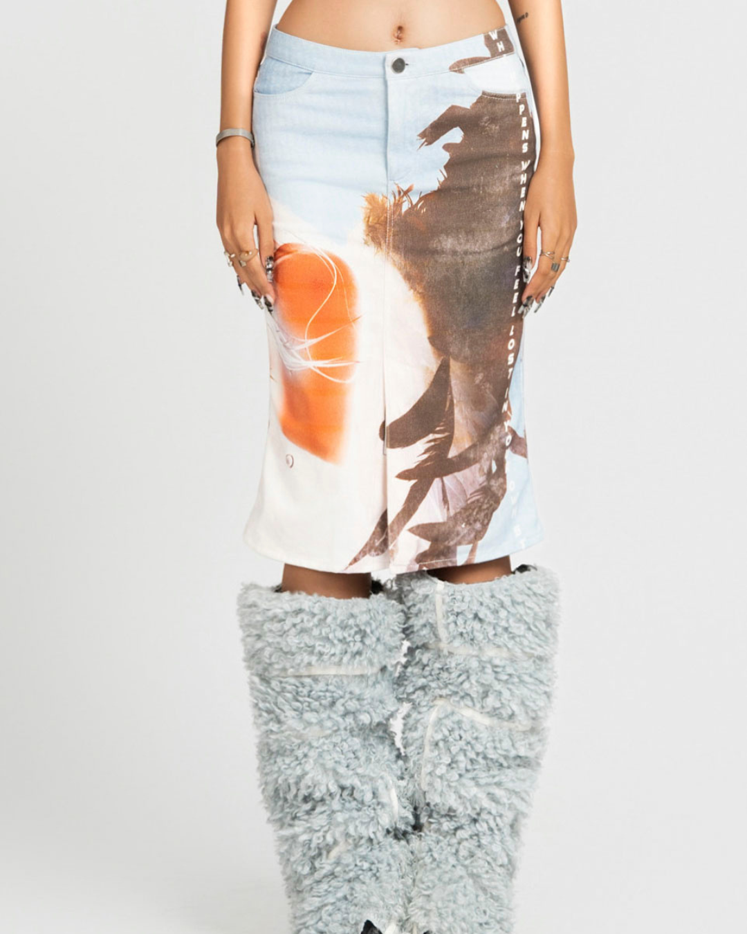 Map Printed Midi スカート