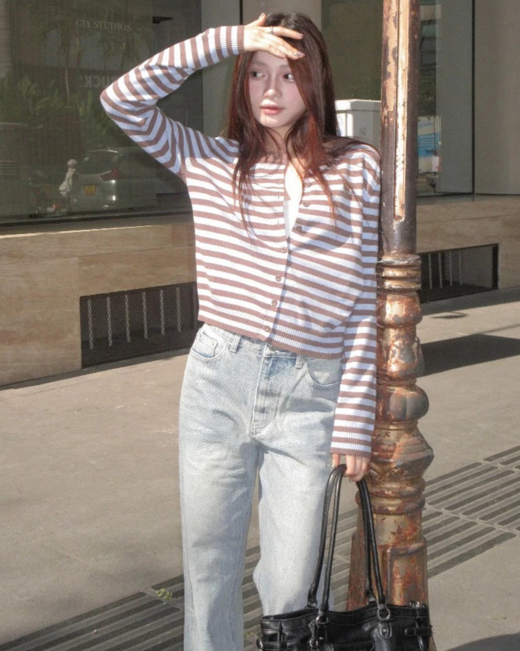 Striped ニットカーディガン