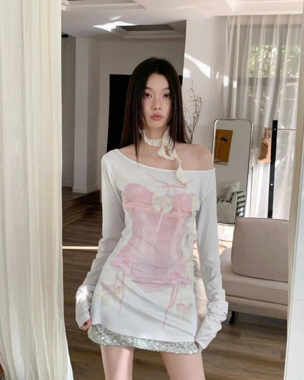 Pink Bone ロングTシャツ