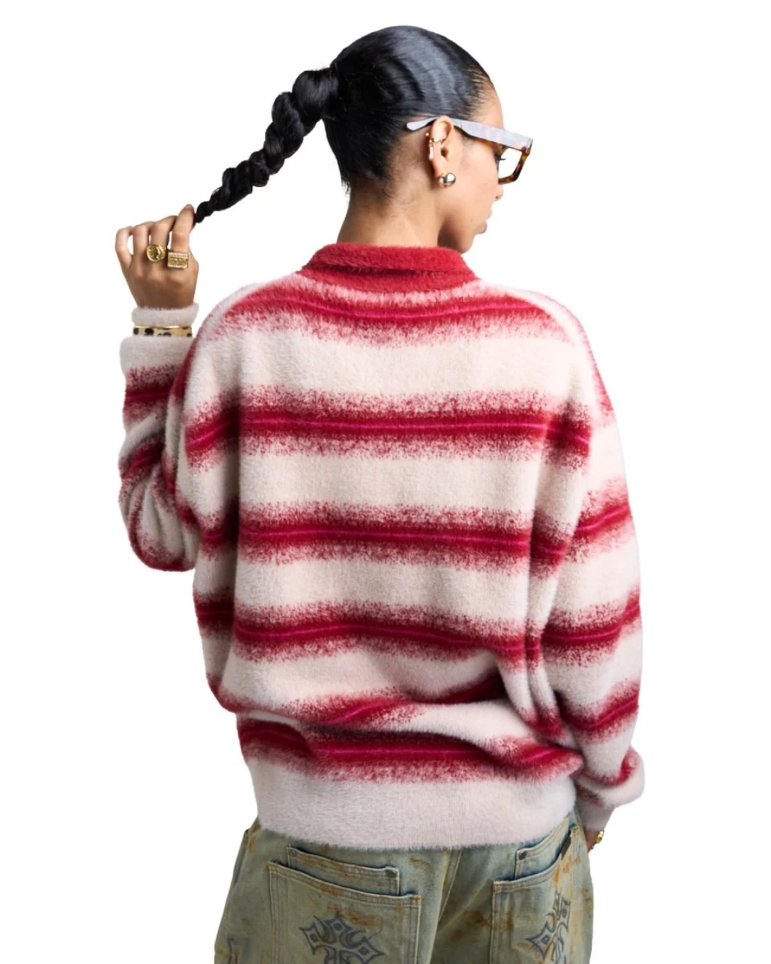 HADES COZY STRIPE POLO SWEATER