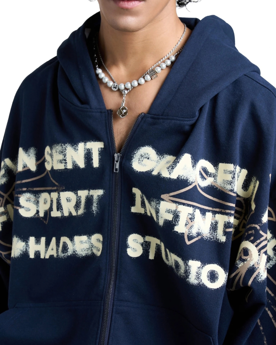 HEAVENS CALL HOODIE ZIP - BLUE NAVY