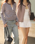 Striped ニットカーディガン