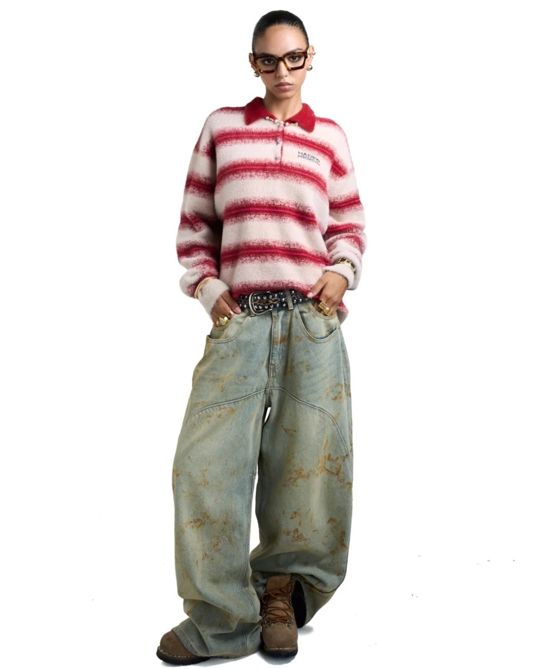 HADES COZY STRIPE POLO SWEATER